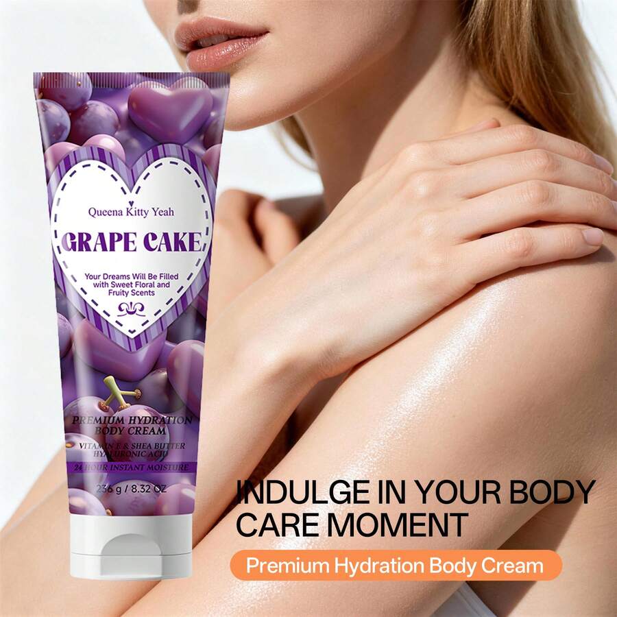 236毫升蛋糕美白葡萄身体乳，持久留香，保湿滋养，改善粗糙肌肤，全身保湿，学生适用，小众香型，深层滋养，修复干燥，改善脱皮，清爽不油腻 - 葡萄身體乳 - 查看 1