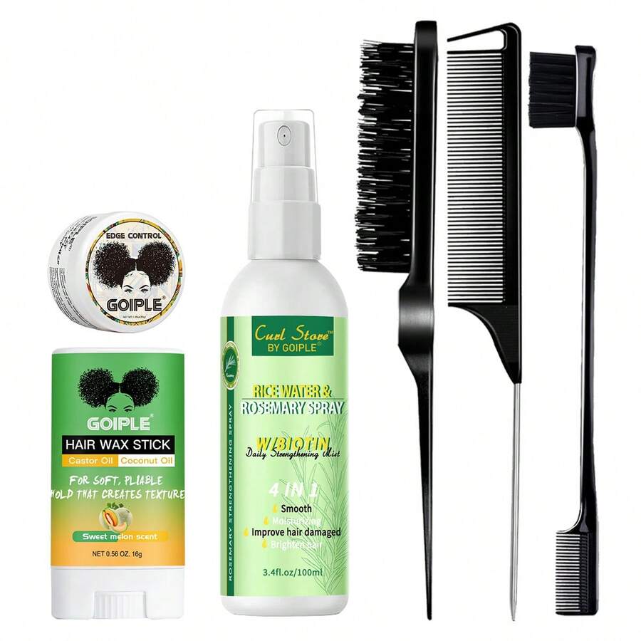 持久定型蜡棒、柔顺固体发蜡、定型啫喱、发际线蜡（菠萝香型）、迷迭香米水喷雾、天然护发喷雾套装 - G-16melon-30pineapple-100rosemary - 查看 1