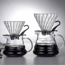 Un juego de cafetera de vidrio, que incluye una cafetera de goteo con embudo y filtro de goteo. Es una olla para compartir con un filtro de café. Un juego de cafetera de goteo manual para el hogar. Hecho de vidrio borosilicato con forma de nube. - Multicolor - Ver 9