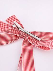 1对蝴蝶结发夹，侧刘海夹，公主蝴蝶结发饰 - 玫紅色 - 查看 5