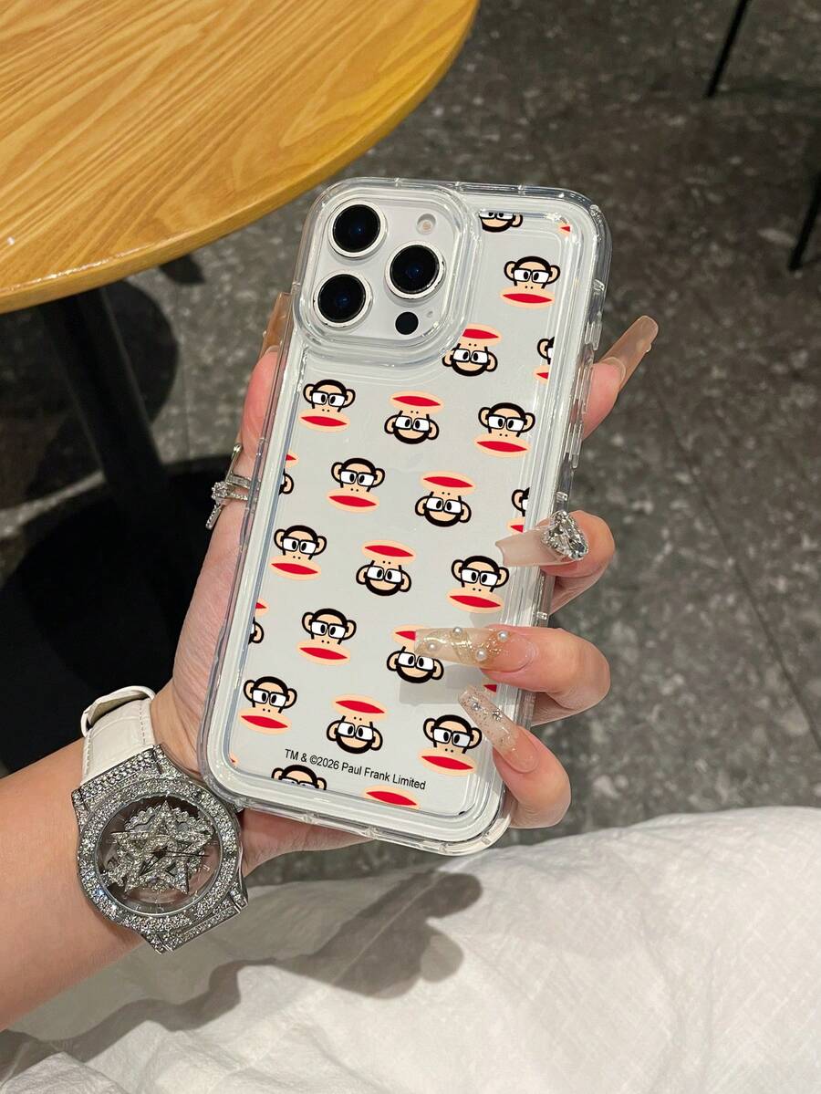 官方授权 Paul Frank 透明气垫手机壳,全身猴子图案,防摔保护,带摄像头保护盖,适用于 13/14/15/16/17 Pro Max - 彩色 - 查看 1