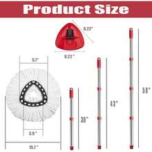 Spin Mop Replacement Head Set With Adjustable Mop Handle (30"–58"), 4 Refill Pads & Base – Compatible With EasyWring Spin Mop System - A - Xem 2