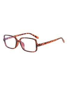 1 Pasang Kacamata Wanita Motif Leopard Bingkai PC Persegi Panjang Minimalis Warna Solid Vintage dengan Rivet dan Lensa Bening - MultiWarna - View 2