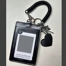 1 Set Black Simple Bus Card Holder, Card & Photo Storage Pendant - Black - View 3