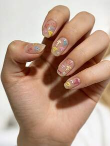 1张3D立体蝴蝶结美甲贴纸，粉彩彩虹色蝴蝶结自粘美甲贴，可爱丝带设计，DIY美甲装饰，适用于美甲沙龙和家庭使用，易于粘贴，持久耐用，适用于亚克力指甲的美甲用品，美甲贴片，美甲技巧 - 彩色 - 查看 3