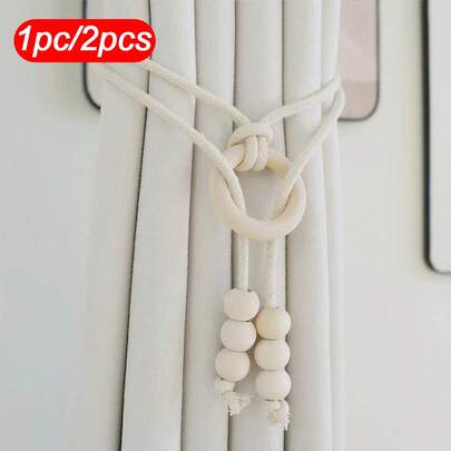 1pc/2pcs Bohemian Style Adjustable Curtain Tie Backs, Neutral Color Curtain Holders, Easy Installation No Drilling Design, Create Rustic Decor Style, Bohemian Home Decor