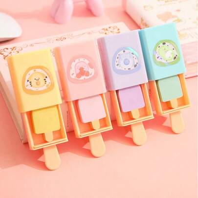 1 Stück süßer Radierer in zufälligem Eis-am-Stiel-Muster, kreatives Eis-Design aus weichem Gummi als Bleistiftradierer für Schüler, kawaii Schreibwaren für Schule, Klassenzimmer, Hausaufgaben, Zeichnen, Schreiben, langanhaltend und leicht zu radieren ohne Rückstände zu hinterlassen, mini niedlicher Neuheitenradierer perfekt für Kinder, Mädchen, Jungen, Lehrer, ideale Schulbedarf Geschenke für Geburtstag, Feiertage, Partys und täglichen Studienbedarf, Schulanfang