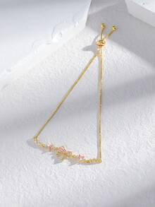 1件优雅可爱奢华蝴蝶心形锆石可调节手链，适合女性和女孩日常佩戴、生日礼物、毕业派对，为装扮增添精致感。 - 彩色 - 查看 2