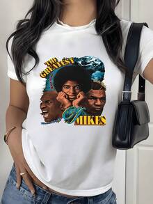 Figura artística que simboliza la fuerza del planeta y el poder interior con tonos azules y letras doradas que evocan energía positiva camiseta de mujer clásica 220g moderna para uso diario - Blanco - Ver 1