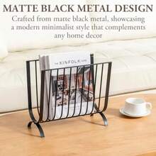 MyGift - Revistero de metal negro mate revistero de alambre de mediados de siglo cesta de mesa o piso para revistas y periódicos - como en la foto - Ver 2