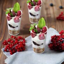 Bộ 10/20/30/40 chiếc cốc tráng miệng tròn trong suốt 3oz, thích hợp để làm mousse, pudding, yến mạch, trái cây và các loại thực phẩm khác, cốc tráng miệng mini, cốc tròn xếp chồng được, cốc khai vị mousse kiểu Bavaria, thích hợp cho các buổi họp mặt gia đình, sự kiện, tiệc tùng và đám cưới. - Trong sáng - Xem 2