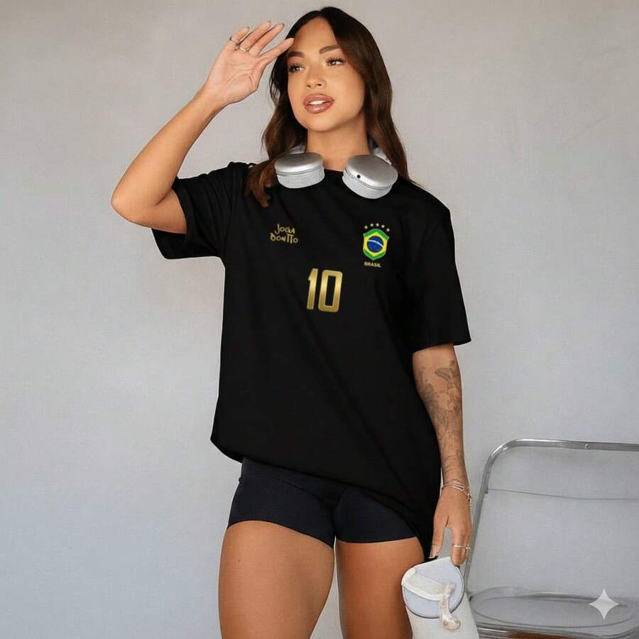 Women's 100% Cotton T-Shirt/Blouse, Oversized, For Training, Walking, Crossfit, Gym, Weightlifting, Fitness, Cardio, Comfortable, Lightweight, And Refreshing Fabric - Black - View 1