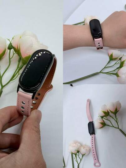 1 ชิ้น สายหนังสำหรับผู้หญิงพร้อมหมุดสำหรับนาฬิกาอัจฉริยะ , ทันสมัย, ระบายอากาศได้ดี, เหมาะสำหรับ Mi Band 8/9/10/NFC