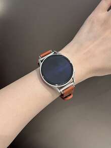 18mm 20mm 22mm Regular Leather Watch Band - Fashionable Replacement Strap, Compatible With Huawei, Galaxy Watch 7 6 5 4 40mm 44mm, Galaxy Watch 5 Pro, Galaxy Active 2, Watch 6 4, GT6 GT5 GT4 GT3 GT2 Pro, Unisex - Mocha Brown - View 2