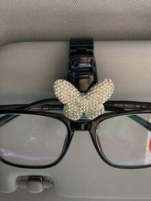 Clip de gafas de sol de coche de lujo de verano nuevo con mariposa de arcilla de diamante completo de alta calidad INS Original - A - Ver 7