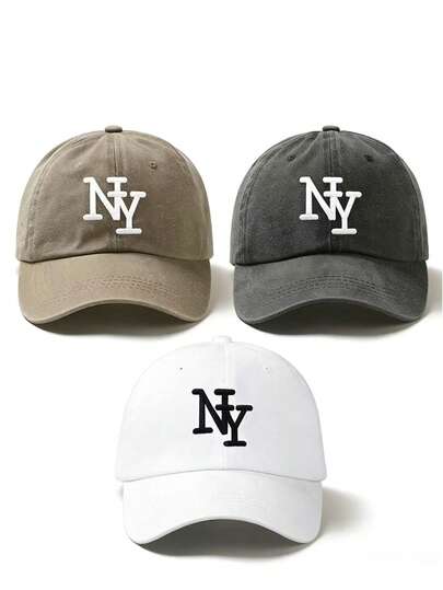1/3 piezas Gorra de béisbol bordada de Nueva York con efecto lavado vintage, sombrero unisex para el sol, gorra de camionero, sombrero de playa, sombrero de pesca, blanco/rosa, adecuado para fiesta, casual, golf, campo, cumpleaños, vestido retro