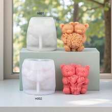 DIY Creative Bear Holding Flower Candle Mold, Silicone Mold For Birthday Party - Bear - View 1