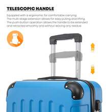 YONSLY 4-Piece Wheeled Suitcase Set With 360° Wheels, Combination Lock, Robust Double Zipper, Mesh Pocket, Soft Rubber Handle, 16/20/24/28 Inch Trolley Suitcase, Hard Shell Carry-On Luggage Set (4-Piece Set, S, M, L & XL) - 藍色 - 查看 5
