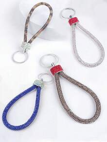 1pc Fashion Full Rhinestone Keychain, Couples Small Gift, Car Key Chain, Home Decor, Bag Pendant, Backpack Accessory, Suitable For School, Cute Gothic Y2K Style - Black - View 1