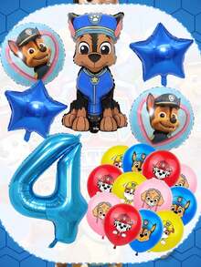 Bộ trang trí bóng bay chủ đề Paw Patrol - Bóng bay số lớn màu xanh dương 32 inch, bóng bay cao su cao cấp 12 inch in hình các nhân vật Chase, Mar Shall, Rubble, Skye, hoàn hảo cho tiệc sinh nhật, lễ hội, lễ tốt nghiệp, kỷ niệm và tất cả các loại tụ họp lễ hội, đồ dùng tiệc cho mọi lứa tuổi, đạo cụ phông nền chụp ảnh, dễ dàng bơm hơi và lắp ráp cho các sự kiện trong nhà và ngoài trời. - Chase Balloon - Xem 5