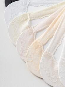 2/4/7 Pairs Women's Ultra-Thin Mesh Breathable Invisible Lace Silicone Non-Slip Boat Socks, Soft & Sweat-Absorbent - Multicolor - View 2