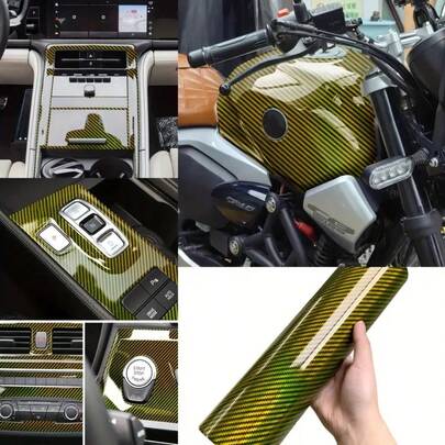 1 لفة من غشاء تغليف السيارة الليزري الفضي 9D ألياف الكربون، غشاء ألياف الكربون الليزري 3D متغير اللون، غشاء تزيين داخلي للسيارة متعدد الأغراض من البولي إيثيلين تيريفثالات، غشاء واقي مقاوم للخدش لتعديل إكسسوارات السيارة