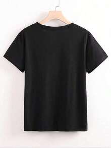 Women's T-Shirts, Crew Neck Short-Sleeve T-Shirts, Printed T-Shirts, Women's Solid Color Casual Tops, Suitable For Daily Wear.T-Shirts With Architectural And Letter Patterns, Women's Patterned T-Shirt Tops - Mặc định 1 - Xem 2