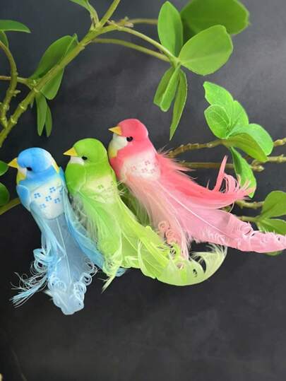 6 chú chim nhỏ trang trí bằng lông vũ sống động như thật, thích hợp cho làm vườn, trang trí nhà cửa, tạo không gian tự nhiên, phù hợp cho đám cưới, làm vườn, trang trí nhà cửa, những chú chim lông vũ đầy màu sắc.