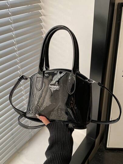 1 chiếc túi vỏ ngoài bằng da PU màu trơn, có khóa kéo, kiểu dáng thời trang, túi xách có cấu trúc, túi tote dung tích lớn đa năng, túi đeo vai kiểu cổ điển dành cho nữ, dây đeo có thể điều chỉnh, trang trí chữ kim loại, phù hợp cho đi chơi, du lịch, công tác, văn phòng và sử dụng hàng ngày.