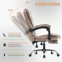 Adjustable Makeup Chair, Office Computer Chair, With Padded Seat Design For Comfort And Reduced Fatigue, Supports Spine, Suitable For Entertainment And Office Use - Mocha Brown - View 8
