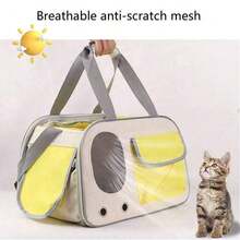 1 pieza Bolso transportador de mascotas, diseño de mano/hombro, cubierta retráctil para ventilación y privacidad, estilo de moda - Multicolor - Ver 5