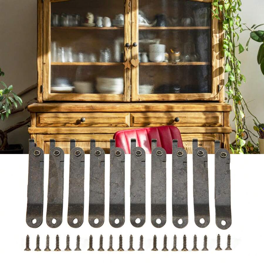 10 juegos de bisagras de soporte plegables, tapa de hierro resistente a la corrosión y antioxidante, bisagra de soporte para cajas de madera, caja de joyería, gabinete - A - Ver 1