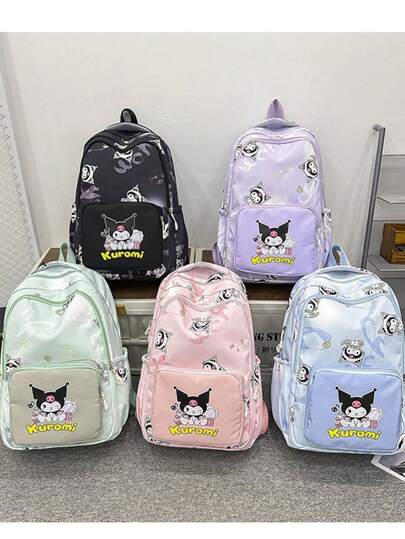 SANRIO 1pc Printed Backpack, Lightweight Student Schoolbag, Fashionable Casual Daypack Suitable For Middle School