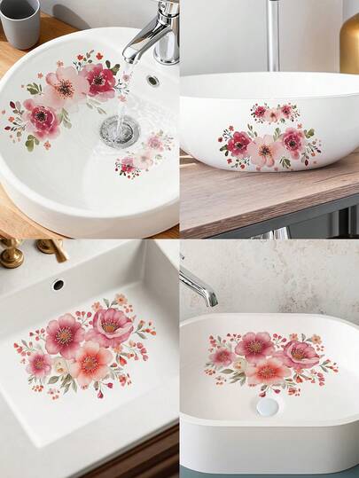 [Papel tapiz autoadhesivo] Papel tapiz autoadhesivo transparente de cobertura total - Lámina de vinilo PVC extraíble, brillante, patrón de flores asimétrico (7.8"X11.4") - 1 pieza apta para paredes