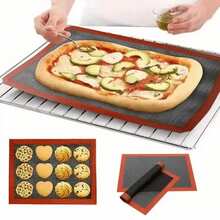 1/2pcs Reusable Silicone Baking Mat, Grill Mat, Oven Mat, Cake Tray Mat, Macarons, Cookies, Baking Tools, Kitchen Accessories, Household Kitchen Supplies - Red - View 3