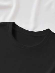 女款韩剧T恤 - 韩文文字及韩剧经典台词印花，短袖圆领休闲T恤，带韩语短语（韩语字幕/英文字幕）黑色夏季款 - 黑色 - 查看 3