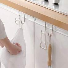 2pcs Stainless Steel Double S-Shaped Hooks, Easy Installation, Suitable For Kitchen, Bathroom Or Cabinet, Can Hang Clothes, Towels And Storage - 2PCS - View 6