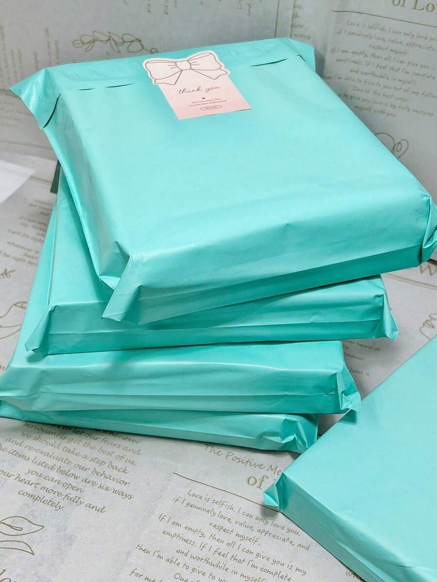 100个/10个装加厚防水纯色PE包装袋，简约多用途袋，适用于办公、运输和邮寄，男士生日礼物，情人节礼盒，男士礼盒，男士礼物，批发礼品袋，蓝色礼品袋，适用于万圣节、感恩节、秋季、丰收节、圣诞节礼物、返校季和其他场合。