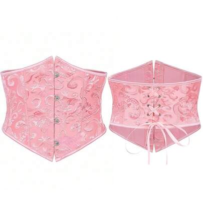 1pc Women's Short Jacquard Waist Cincher, Outerwear Waist Trainer Corset For Party & Daily Wear