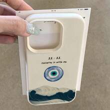 1pc TPU Material Devil's Eye & Wave Universe Pattern Phone Case Suitable For IPhone 17 Pro Max/17/16 Pro Max/15/13/12/11, S20 FE/A15/S24/A55, Note 11/Note 12/Note 13 Pro, Full Coverage Anti-Drop Soft Protective Phone Cover - White - View 3