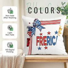 4pcs Independence Day Celebration Pattern Pillow Covers, Single-Sided Printed Pillow Shams, Suitable For Living Room, Bedroom, Home Decor, All Seasons - Multicolor - View 5