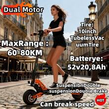 Dual-Drive All-Terrain Adult Off-Road Electric Scooter, Subway-Compatible, LightweightFoldable, Thickened Shock-Absorbing Tires, Ideal For College Students And Office Workers, Urban Commuter Vehicle - Naranja - Ver 2