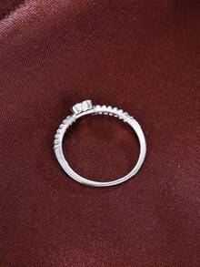 1对简约锆石镶嵌戒指，日常休闲可叠戴戒指，适合节日和送礼 - JZ5525 - 查看 4