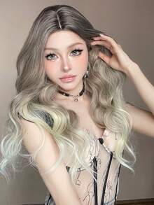22 Inch Ombre Blonde Long Curly Wig, Heat Resistant Synthetic Fiber, U-Part Lace, Big Body Wave, Fashion Wig For Women Daily Wear - Blonde Ombre - View 5