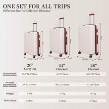 YSTYLE Luggage Sets 5 Piece,Expandable Hardshell Suitcase Set, Travel Suitcases With Durable Spinner Wheels And TSA Lock - White Brown - View 8