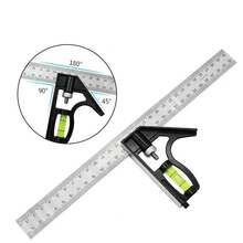 300mm Stainless Steel Combination Square Angle Ruler, Mobile, Horizontal, 45 Degree, Right, Carpenter, Woodworking Level TZHT - Combined Angle Ruler - View 2