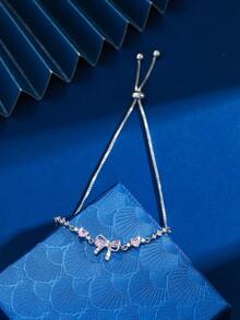 1件优雅可爱奢华蝴蝶心形锆石可调节手链，适合女性和女孩日常佩戴、生日礼物、毕业派对，为装扮增添精致感。 - 彩色 - 查看 6