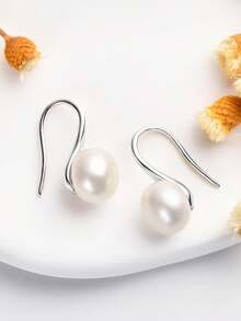 XUJIA 1 Đôi bông tai ngọc trai nước ngọt tự nhiên màu trắng hình bánh mì, kích thước 9.5-10mm, móc cài bằng bạc sterling 925, món quà kỷ niệm, cưới hỏi, sinh nhật thanh lịch tối giản dành cho phụ nữ. - EPE-342 - Xem 6