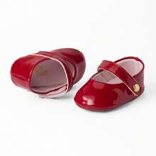 Baby Girl's Patent Leather Shoes With Flowers - Luxury - Christening, Party, Birthday - Sizes 13 To 18 - 紅色清漆 - 查看 1