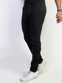 Urban Zone Jeans Men's Slim Fit Casual Twill Pants With Elastane - 黑色 - 查看 6
